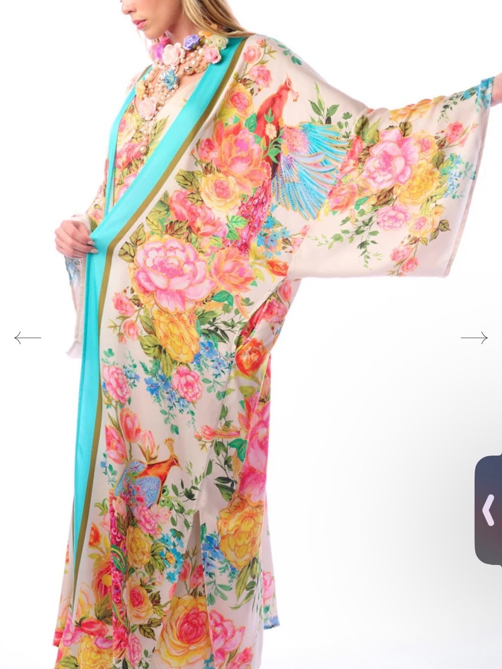 Vibrant Romantic Elegant Floral Earth Angels Maxi Kimono, NWT - Picture 9 of 9